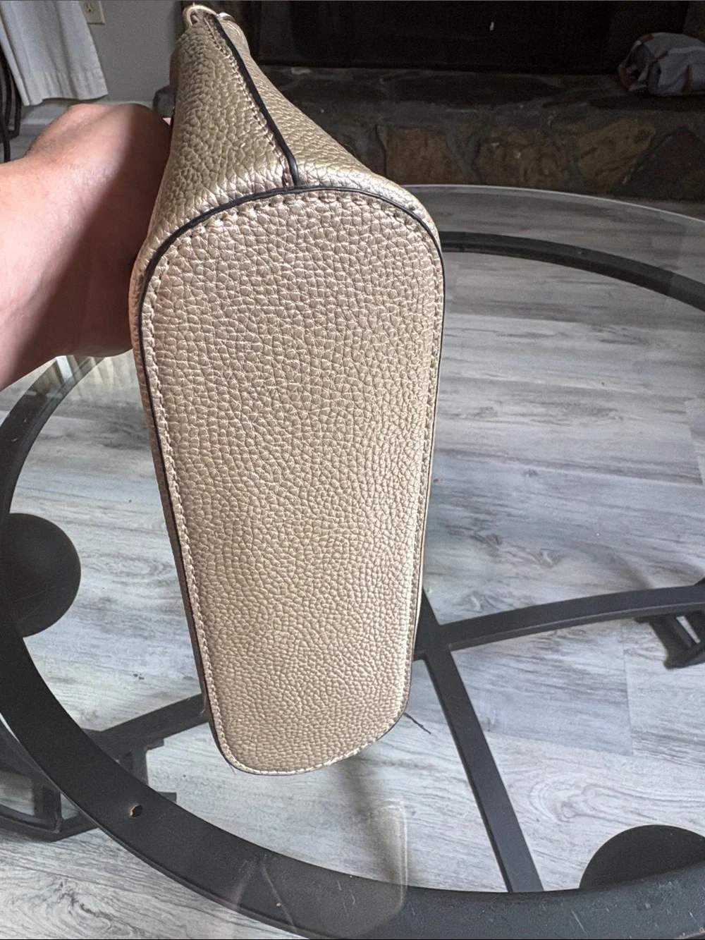 THE MAKEUP BAG Embossed Wristlet Pouch in Taupe